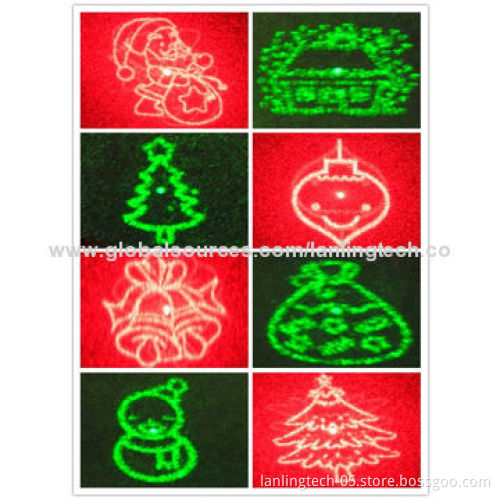 Beautiful 8 Gobo twinkling RG Christmas light/party lights